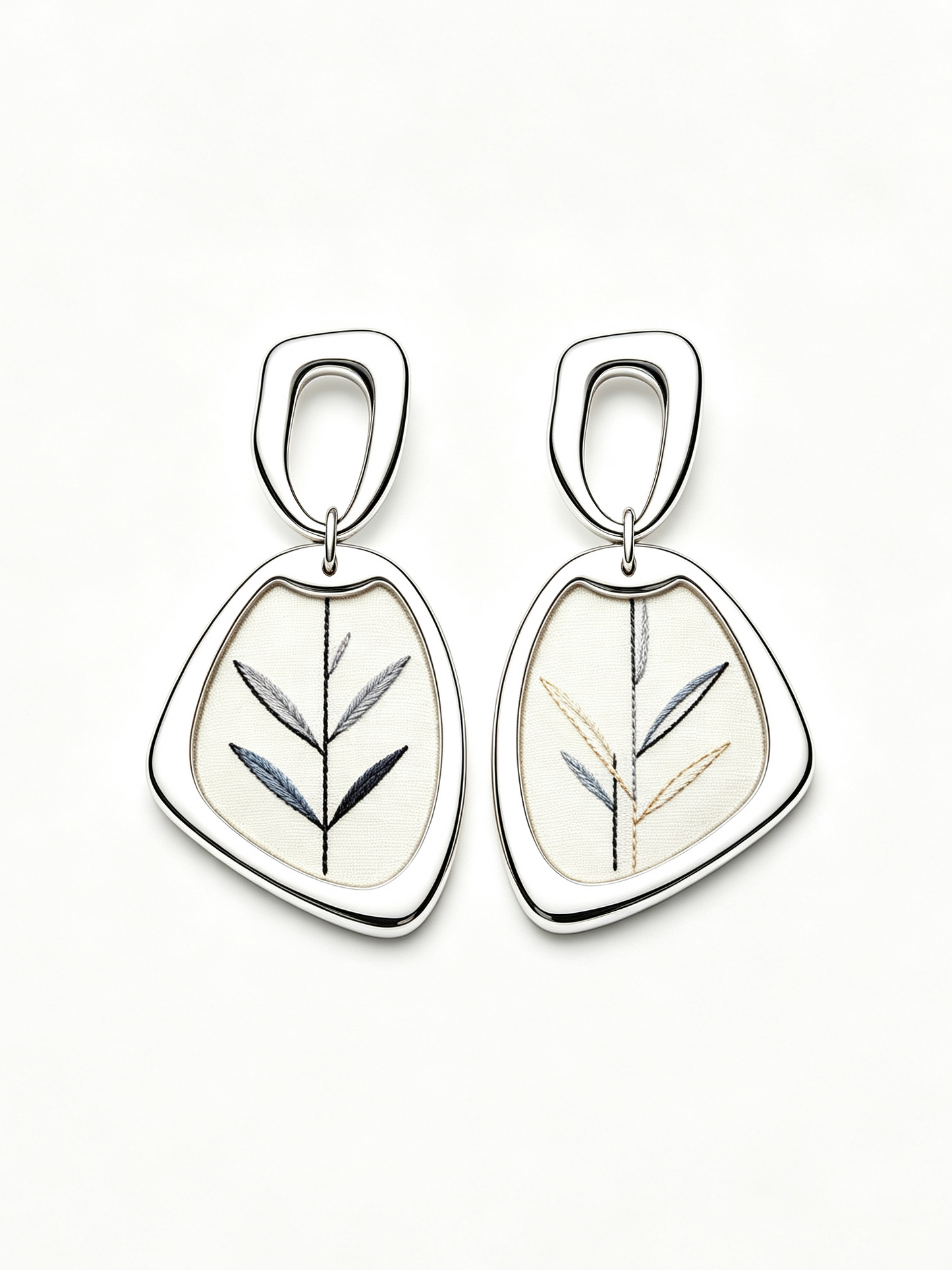 Minimalist Design Leaf Tailsman Drop Earrings