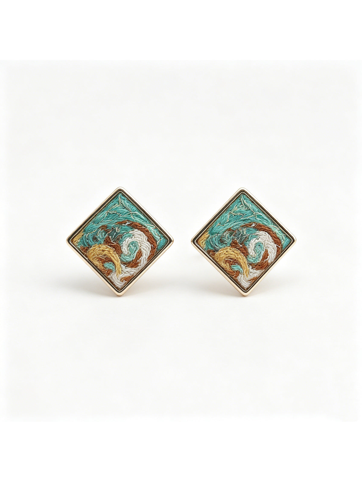 Limited Edition Square Ear Stud - Green