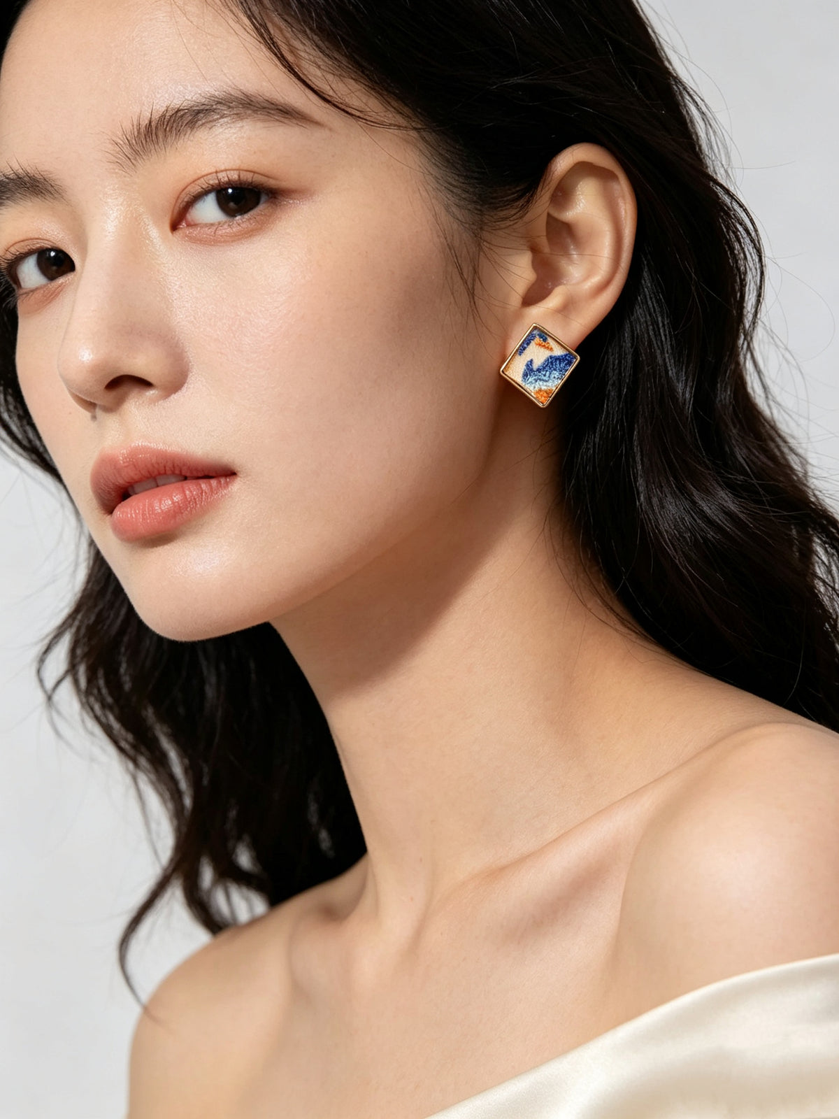 Limited Edition Square Ear Stud - Blue