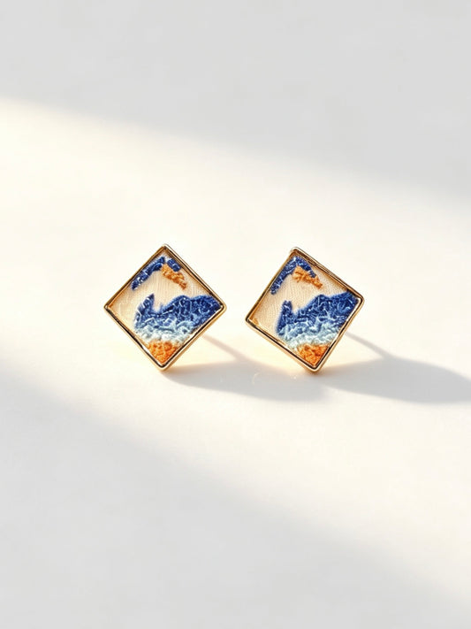 Limited Edition Square Ear Stud - Blue